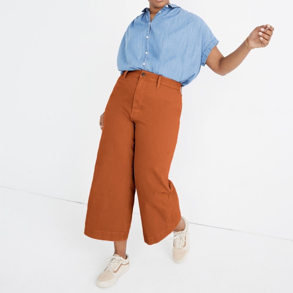 Madewell Emmett Wide Leg Crop Pants in Burnt Sienna